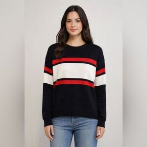 H&M Black Red & White Striped Crewneck Sweater Size Small